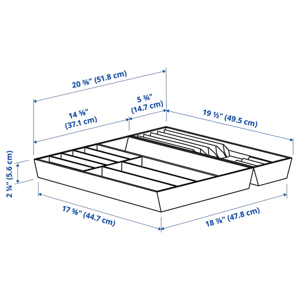 UPPDATERA Flatware tray/tray with knife rack, anthracite/light bamboo, 20x19 1/2 "
