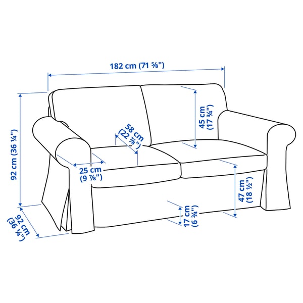 Illustration with measurements for the product: UPPLAND.