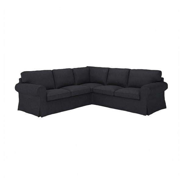 UPPLAND corner sofa, dark grey, plush, deep seats, rolled arms, plush.