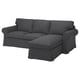 Dark grey UPPLAND sofa with chaise, deep seats, and rolled arms.