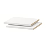 UTRUSTA white melamine shelves, rectangular and thick, featuring a durable and scratch-resistant surface.