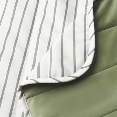 Close-up of striped fleece blanket, showcasing soft texture and quality stitching.