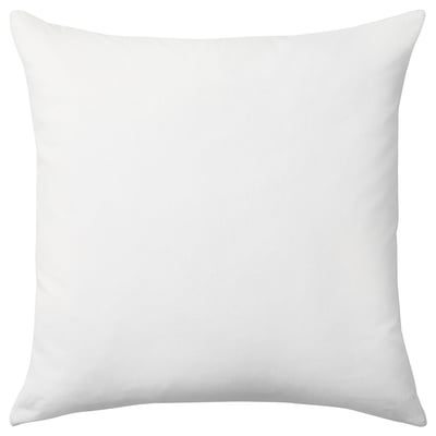 A plush white square pillow with a velvet cover, soft duck feather filling, and subtle design variations on each side.