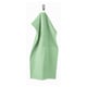 Light green VÅGSJÖN towel hangs neatly on a hook, showcasing its soft, textured terrycloth design.