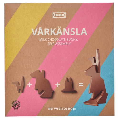 IKEA VÅRKÄNSLA milk chocolate bunny box: assemble diy pieces, 3. 2 oz.