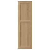 VEDHAMN natural wood kitchen cabinet door with oak veneer and solid oak frame, light brown, rectangular.
