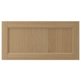 VEDHAMN natural oak drawer front, rectangular, solid wood frame with veneer panel.
