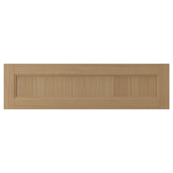 VEDHAMN natural oak cabinet drawer, solid oak frame with veneer panels, rectangular with bevelled edges.