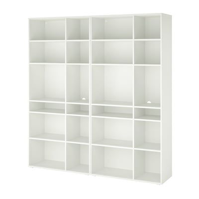 VIHALS: white, modular storage shelves. Minimalist design, clean lines. Made of particleboard, ideal for organising & displaying items.