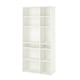 A white ikea VIHALS storage unit, a tall and rectangular shelf with 10 cubes, allowing for both display and hidden storage.
