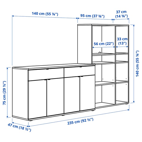 Illustration with measurements for the product: VIHALS.