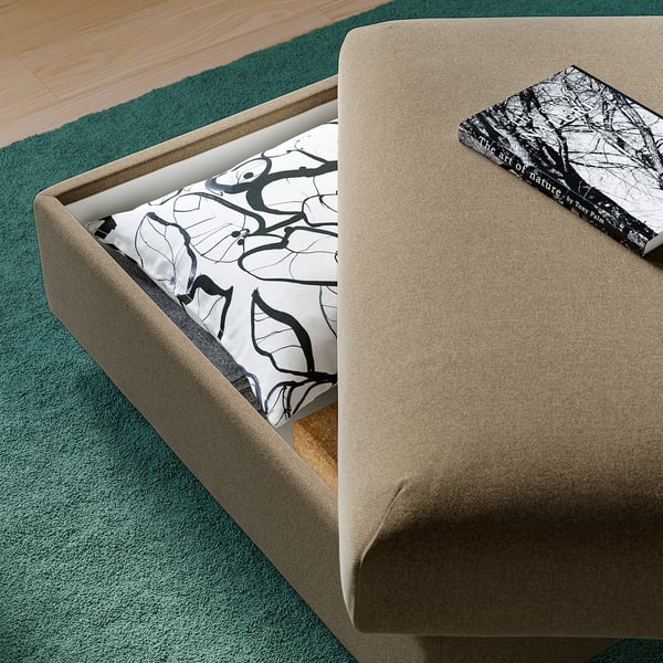 VIMLE Ottoman with storage, Johanneshov brown-beige