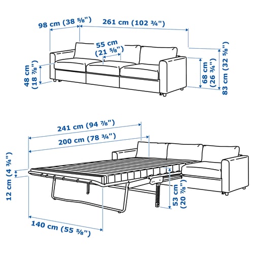 VIMLE Sleeper sofa, Gunnared medium gray