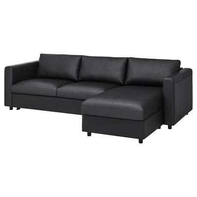 VIMLE Sleeper sofa with chaise, Grann/Bomstad black