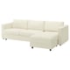 VIMLE cream sectional sofa-bed, 2-seat with chaise, modern, clean lines.
