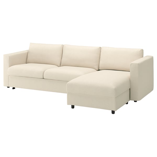 VIMLE beige sectional sofa bed with chaise, modern & plush, converts to bed.