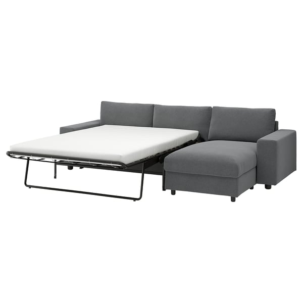 VIMLE Sleeper sofa with chaise, with wide armrests/Johanneshov dark gray