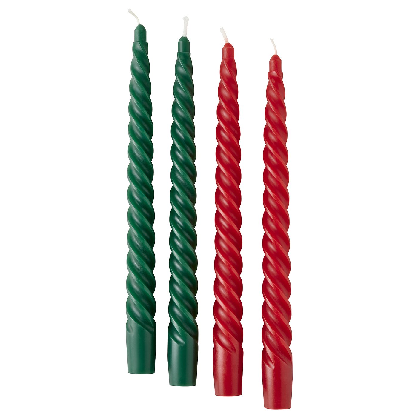 VINTERFINT Unscented taper candle, twisted red/green, 9 ¾ "
