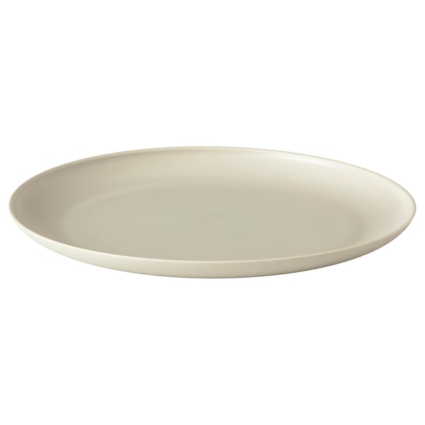 VITABBORRE off-white round plate, simple minimalist design, flat and smooth edges, made of polypropylene plastic.