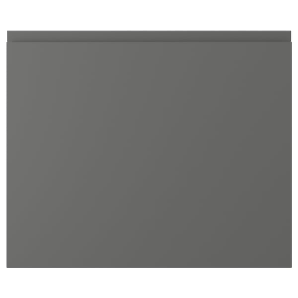Dark grey VOXTORP kitchen cabinet, sleek, modern, rectangular with integrated handles.