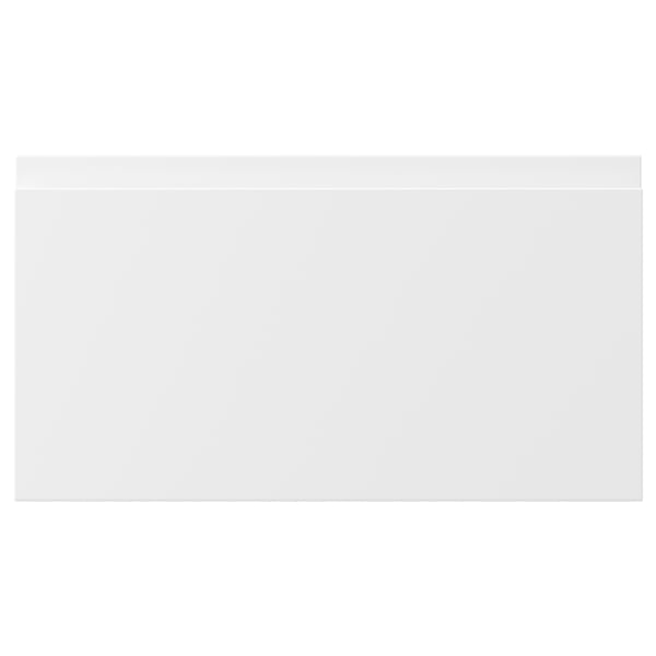 VOXTORP white drawer front with sleek, integrated handles. Modern design, smooth surface.