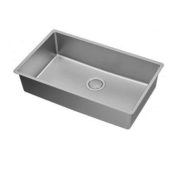 Stainless steel kitchen sink, rectangular.