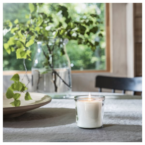 ADLAD Vela aromática recipiente de vidrio, Bosque escandinavo/blanco, 20 hr