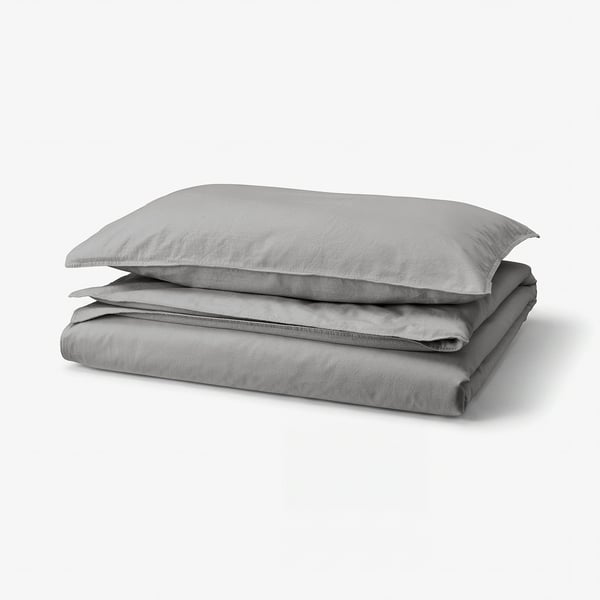 ÄNGSLILJA Funda nórdica+funda(s) de almohada, gris, Tamaño twin