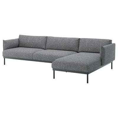 ÄPPLARYD Sofá 4 plazas+chaise longue, Lejde gris/negro