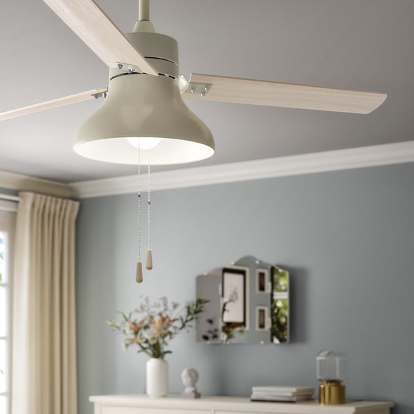 AKTERSTAGAD Abanico de techo+luz, efecto madera beige