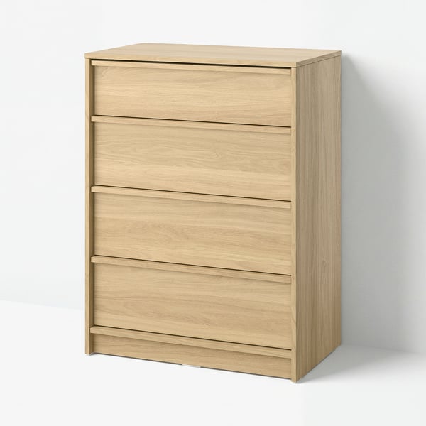 ANKARUDDEN Gavetero de 4 cajones, efecto de roble, 31 5/8x18 7/8x42 1/4 "
