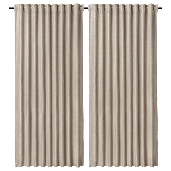 ANNAKAJSA Cortinas opacas, 1 par, beige/+cinta de fruncir, 57x84 "