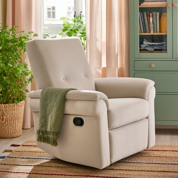 ARNÄSVALL Sillón reclinable+giratorio, Hakebo beige