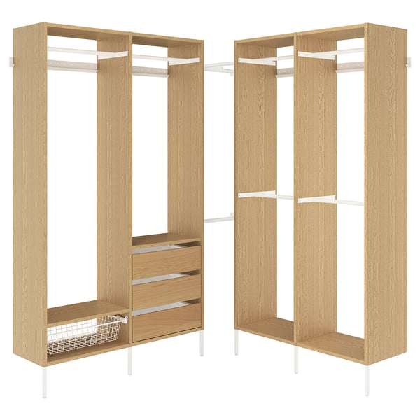 AURDAL Combinación de armario, chapa de roble/blanco, 70 7/8-83 7/8x15 3/4x87 "