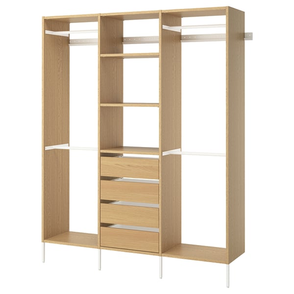 AURDAL Combinación de armario, chapa de roble/blanco, 74 3/4x15 3/4x87 "
