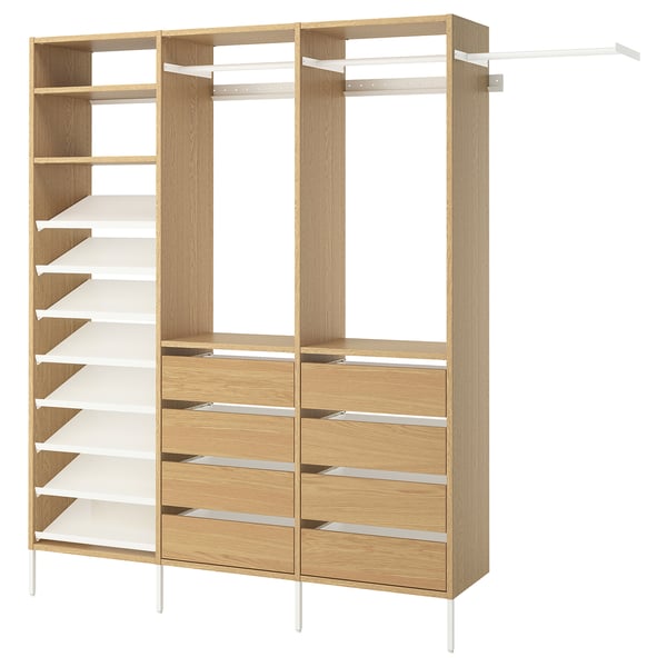 AURDAL Combinación de armario, chapa de roble/blanco, 95 1/8-108 1/8x15 3/4x87 "