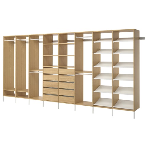 AURDAL Combinación de armario, chapa de roble/blanco, 196 7/8x15 3/4x87 "
