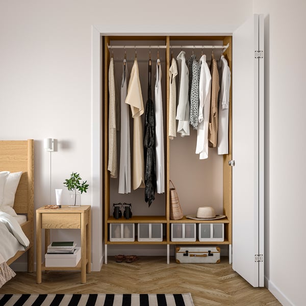 AURDAL Combinación de armario, chapa de roble/blanco, 49 1/4x15 3/4x87 "