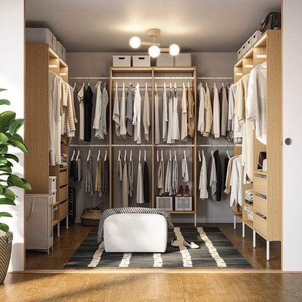 AURDAL Combinación de armario, chapa de roble/blanco, 70 7/8-118 1/8x15 3/4x87 "
