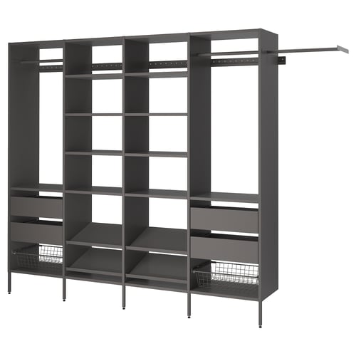 AURDAL Combinación de armario, gris oscuro, 118 7/8-132 7/8x15 3/4x87 "