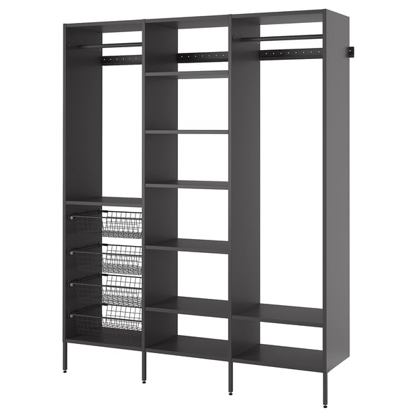AURDAL Combinación de armario, gris oscuro, 74 3/4x15 3/4x87 "