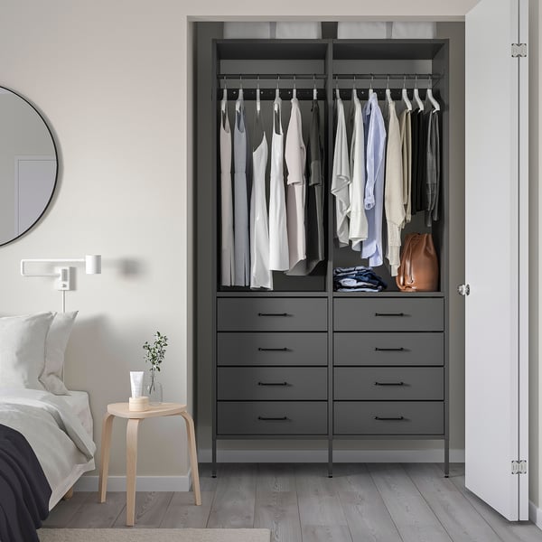 AURDAL Combinación de armario, gris oscuro, 49 1/4x15 3/4x87 "