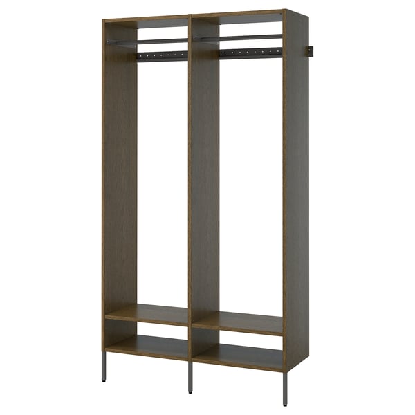 AURDAL Combinación de armario, marrón chapa de roble teñida/gris oscuro, 49 1/4x15 3/4x87 "