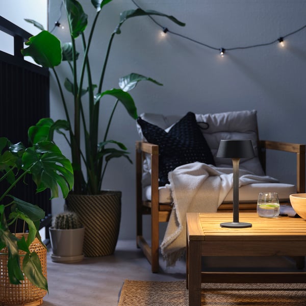 AVHÅLL Lámpara LED portátil, funciona con pilas regulable/negro exterior, 11 ½ "
