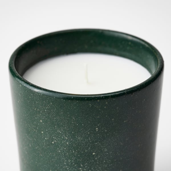 AVMÅLA Vela aromática recipiente cerámica, Menta/verde oscuro, 50 hr