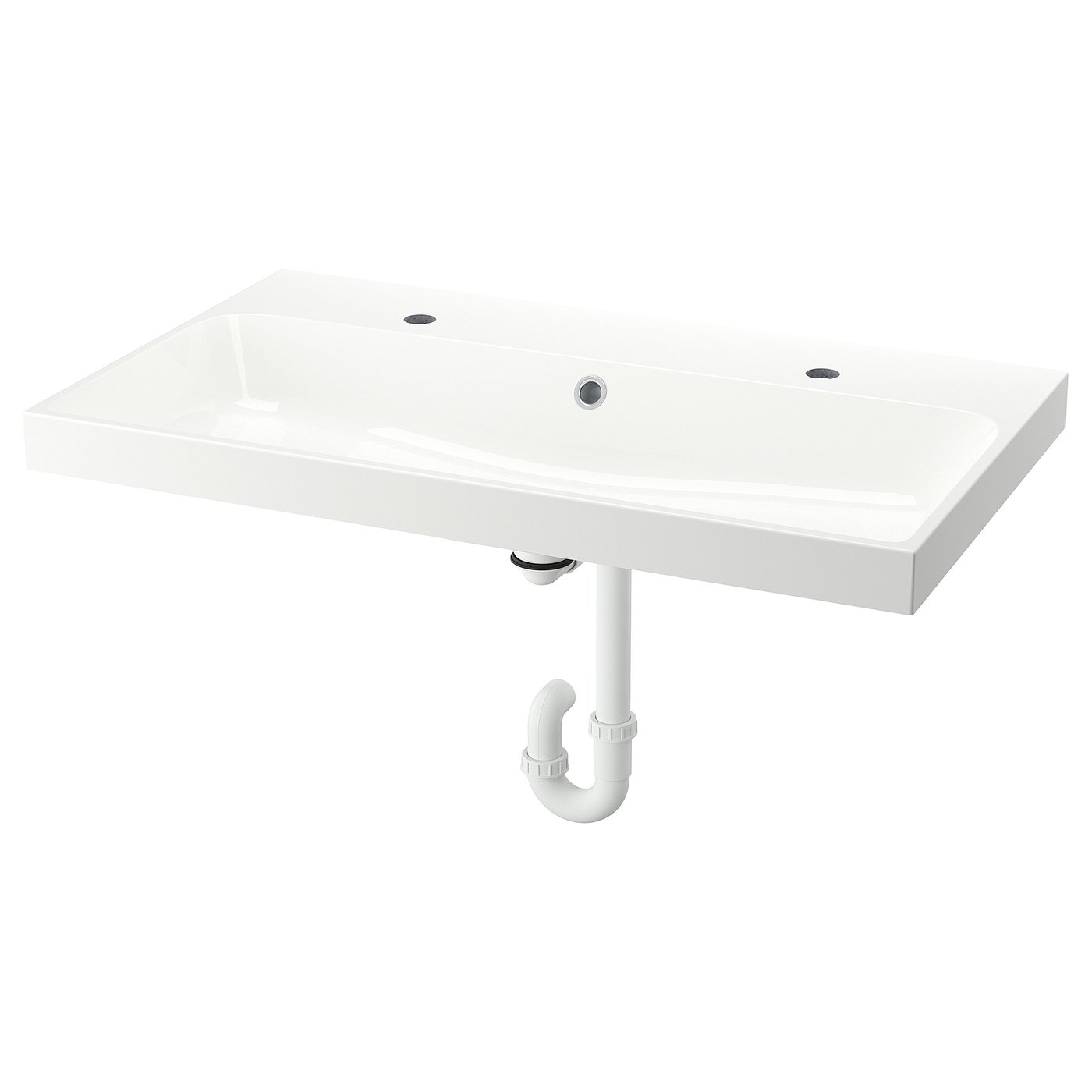 BACKSJÖN Lavamanos+sifón, blanco, 36 1/8x21 "