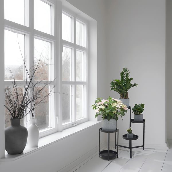 BÄCKDRÅG Maceta, superficie con puntos/blanco gris, 6 "