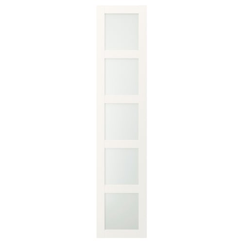 BERGSBO Puerta, vidrio esmerilado/blanco, 19 1/2x90 3/8 "