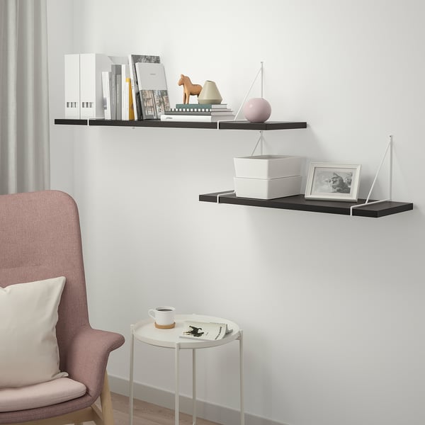 BERGSHULT Estante, marrón-negro, 47 1/4x7 7/8 "