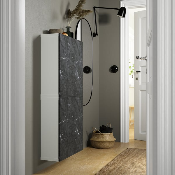 BERGSVIKEN Puerta, negro efecto de mármol, 23 1/2x25 1/8 "